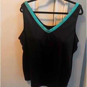 Swimsuits for All Modest Skirted two piece swimsuit, Black w/ Aqua trim, Size 24